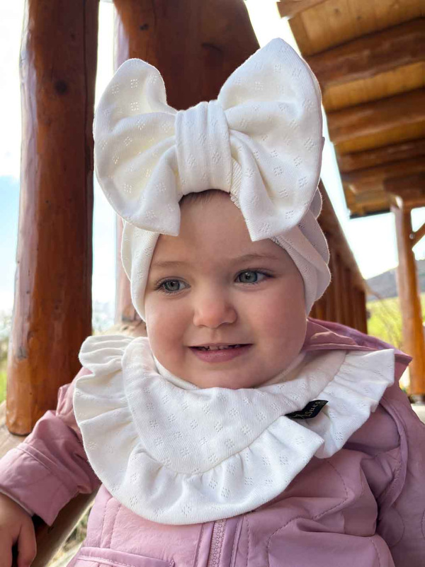 Detská čiapka / Turban s Mašľou, POINTELLE SMOTANOVÁ 5