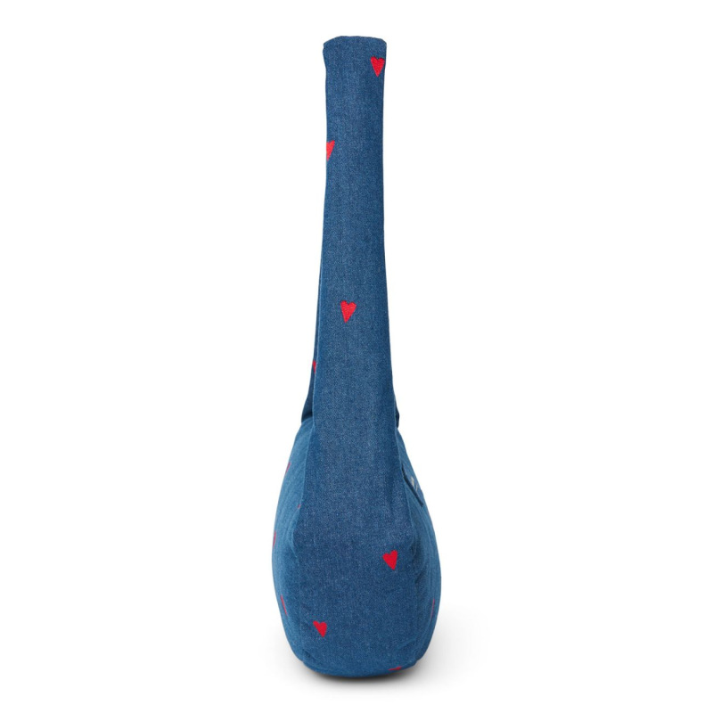 STUDIO NOOS - Denim Mini Cross Body bag | Dark Blue Red Hearts 2