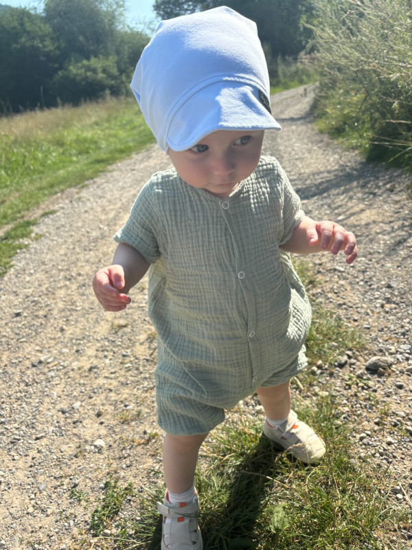 Detská šatka na hlavu s volánom Bavlna - BABY BLUE