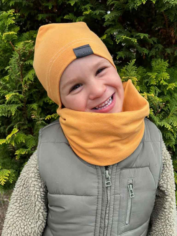 Detský nákrčník bavlna - HORČICOVÁ