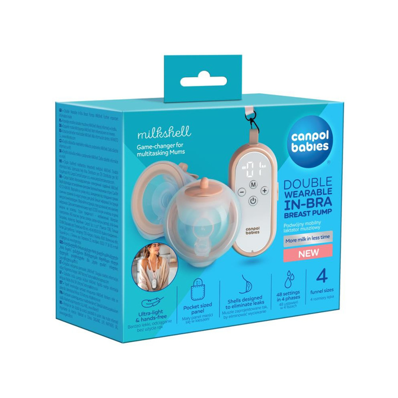 CANPOL BABIES Dvojitá elektrická odsávačka materského mlieka do podprsenky MilkShell 3