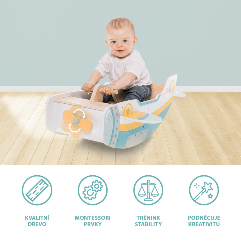 Dřevěná montessori houpačka letadlo, Wood 1
