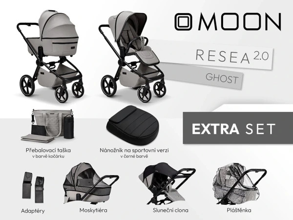 Moon Resea 2.0 EXTRA SET Ghost – ľahký kombinovaný kočík 13