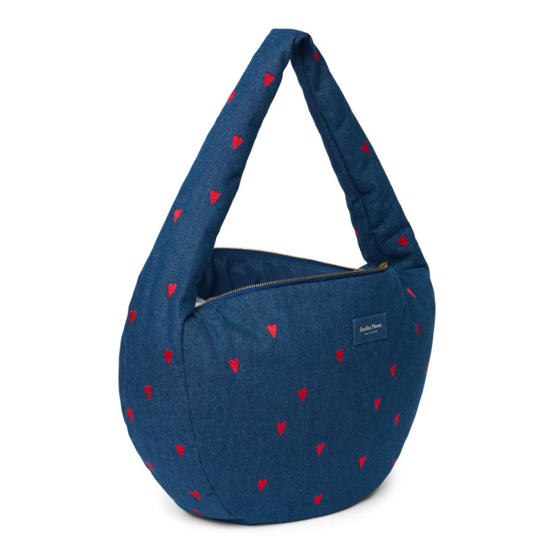STUDIO NOOS - Denim Cross Body bag | Dark Blue Red Hearts 1