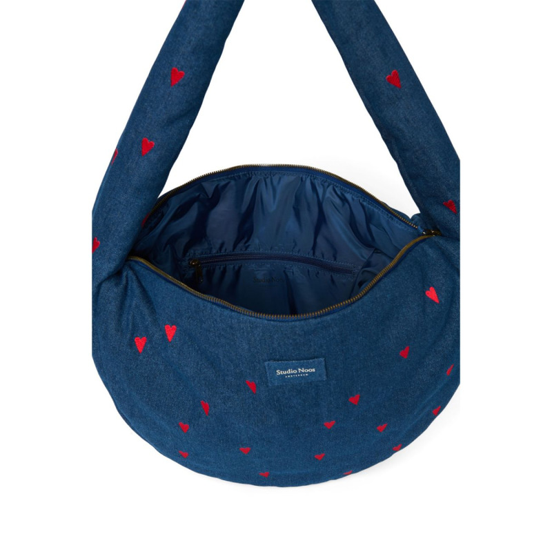 STUDIO NOOS - Denim Cross Body bag | Dark Blue Red Hearts 5