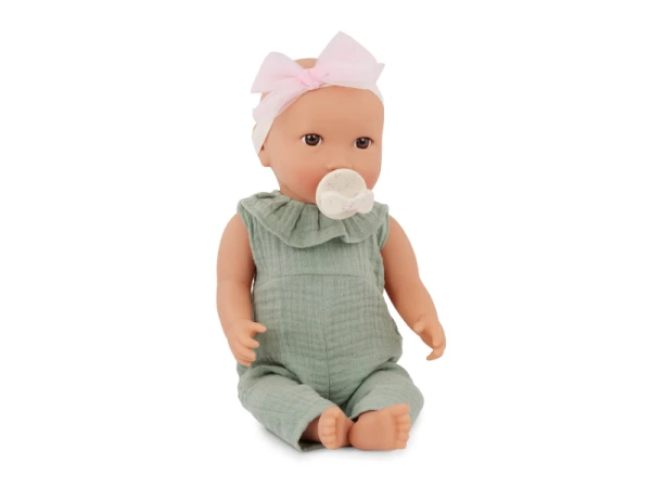 Bábika 35 cm v overale s čelenkou 1