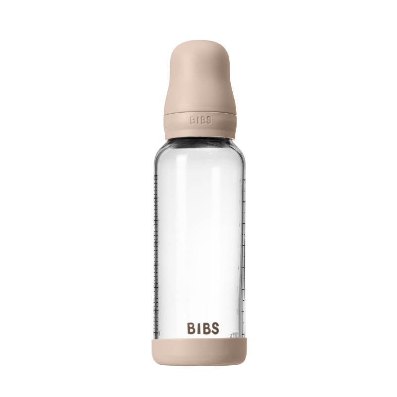 BIBS Antikoliková sklenená fľaša s kaučukovým cumlíkom 240ml, Blush 1