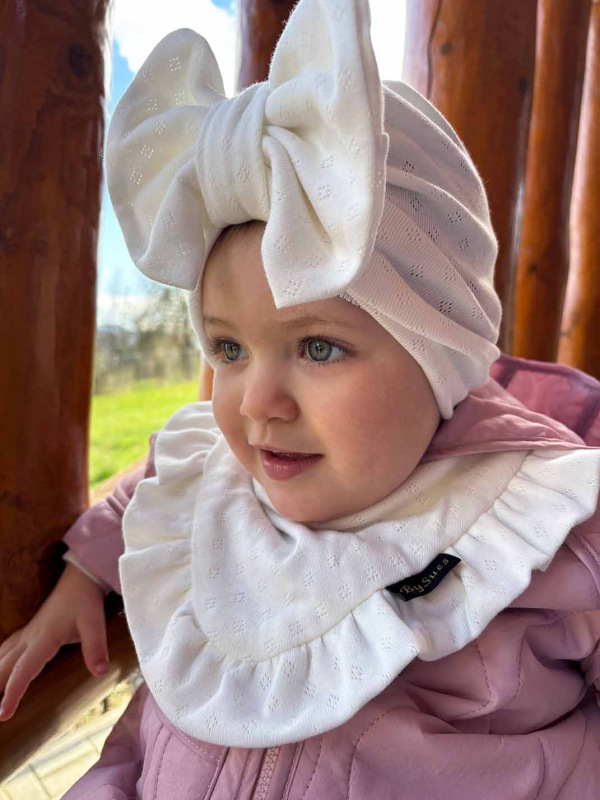 Detská čiapka / Turban s Mašľou, POINTELLE SMOTANOVÁ 1