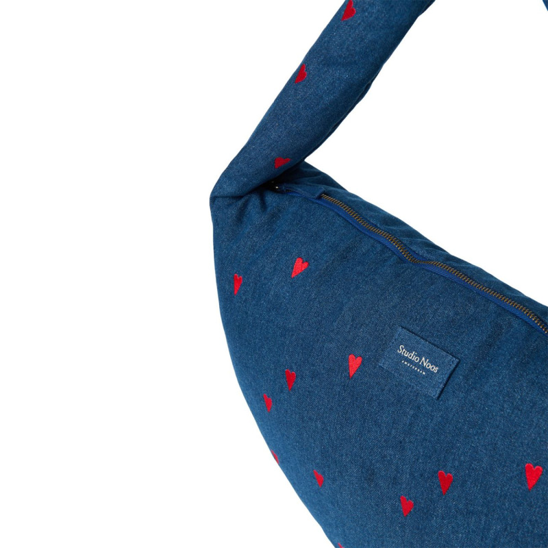 STUDIO NOOS - Denim Cross Body bag | Dark Blue Red Hearts 3