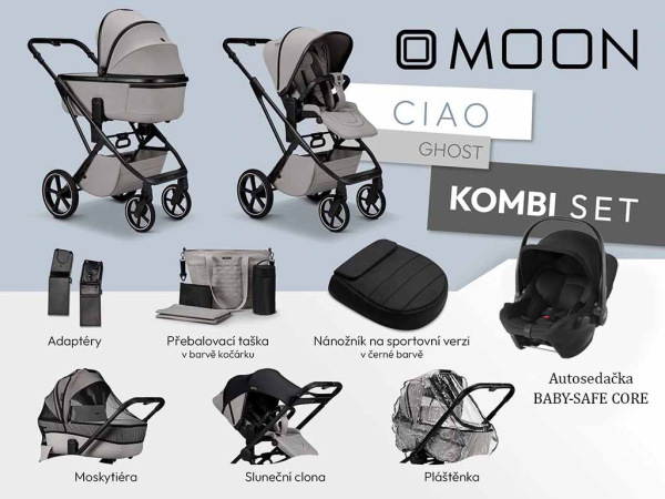 Kočík od narodenia Moon CIAO KOMBI set - Ghost