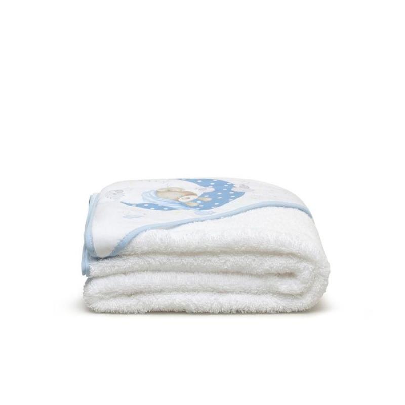 INTERBABY | SET - OSUŠKA froté 100x100 Medvedík spí + PRÍTULKA - modrá