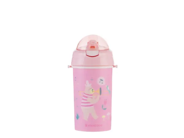 Hrnček so silikónovou slamkou a popruhom 450ml Music Fest Pink 2