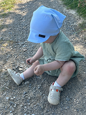 Detská šatka na hlavu s volánom Pointelle - SKY BLUE 11