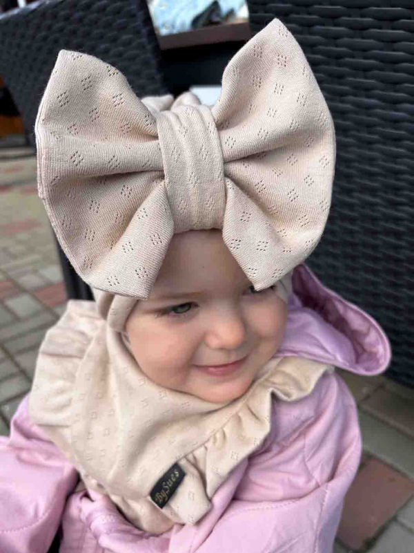 Detská čiapka / Turban s Mašľou, LATTE 2