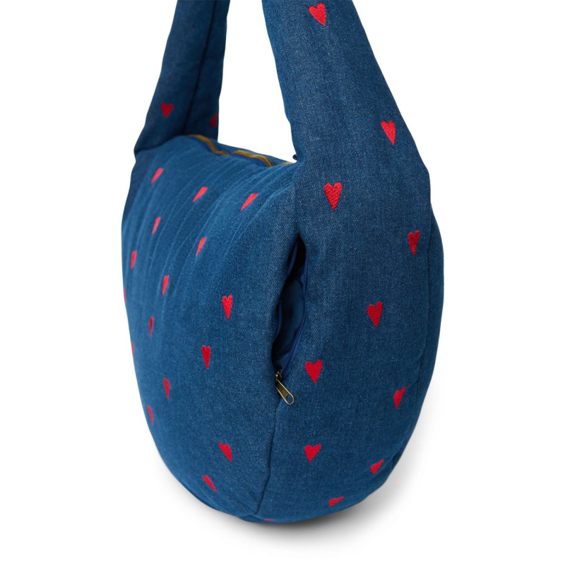 STUDIO NOOS - Denim Cross Body bag | Dark Blue Red Hearts 4