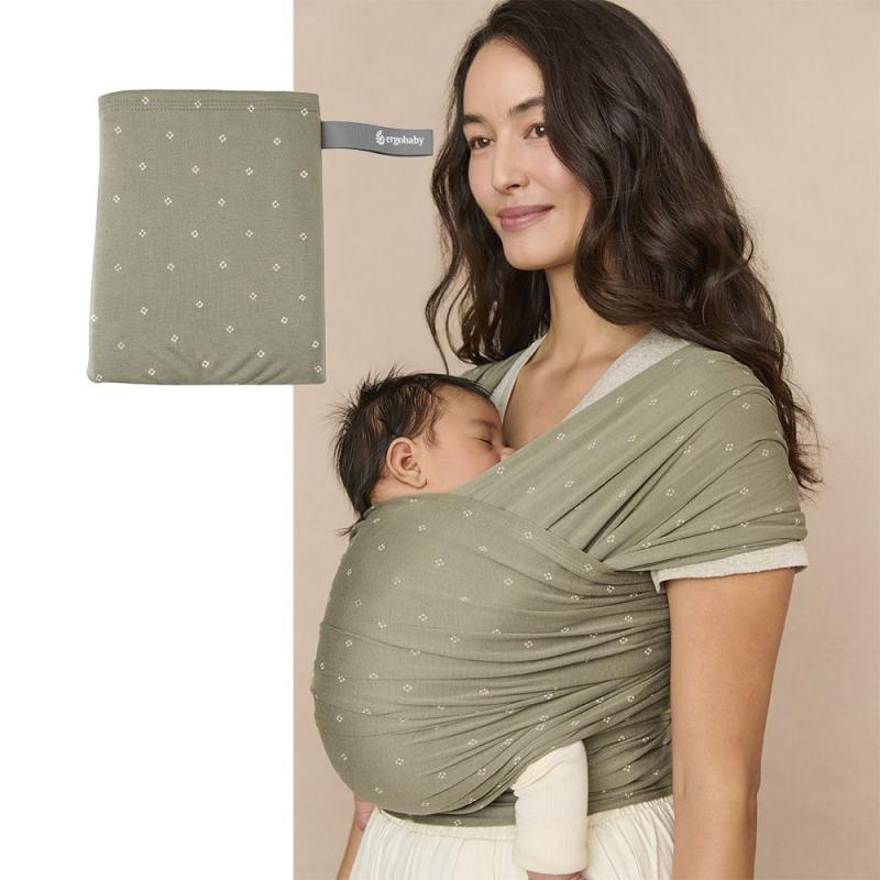 ERGOBABY | ŠÁTEK/Aura Sustainably Sourced KNIT Baby Wrap - Olive Diamonds 4