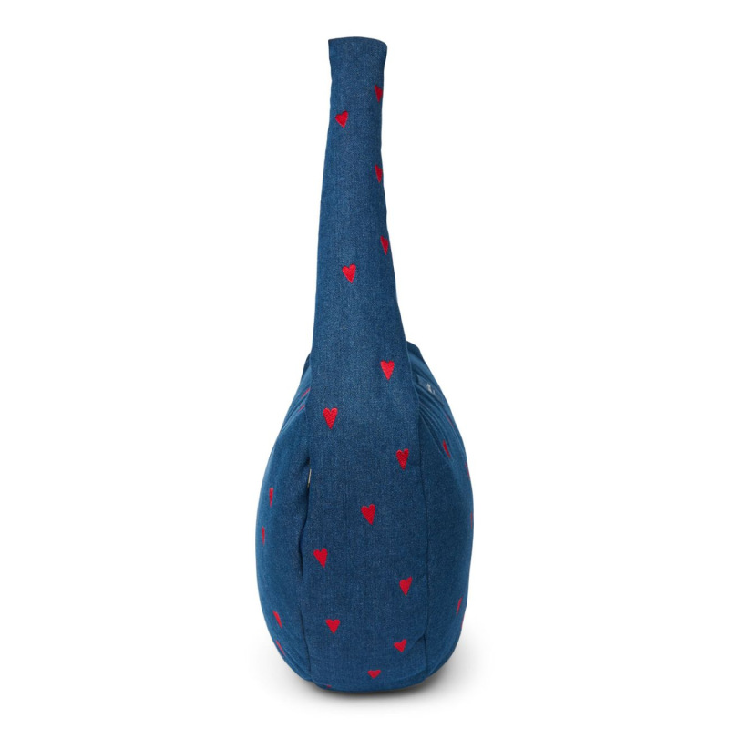 STUDIO NOOS - Denim Cross Body bag | Dark Blue Red Hearts 2
