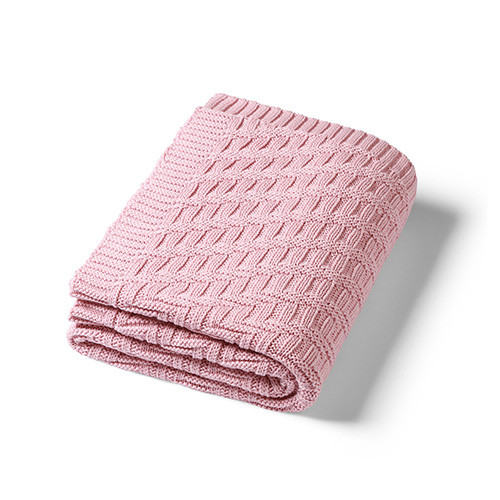 BABYONO Deka z organickej bavlny pletená 75 x 100 cm pink 0m+