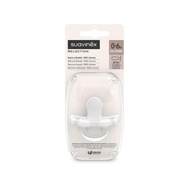 SUAVINEX | CUMLÍK fyziologický SILIKON 0-6m SX PRO - COLOUR ESSENCE - biele