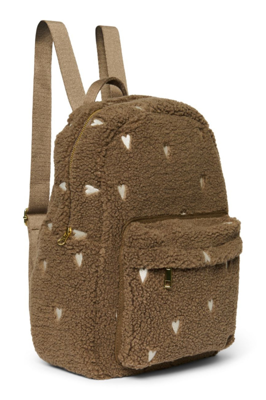 STUDIO NOOS - Teddy Midi BACKPACK - batôžtek s predným vreckom | Brown Hearts 2