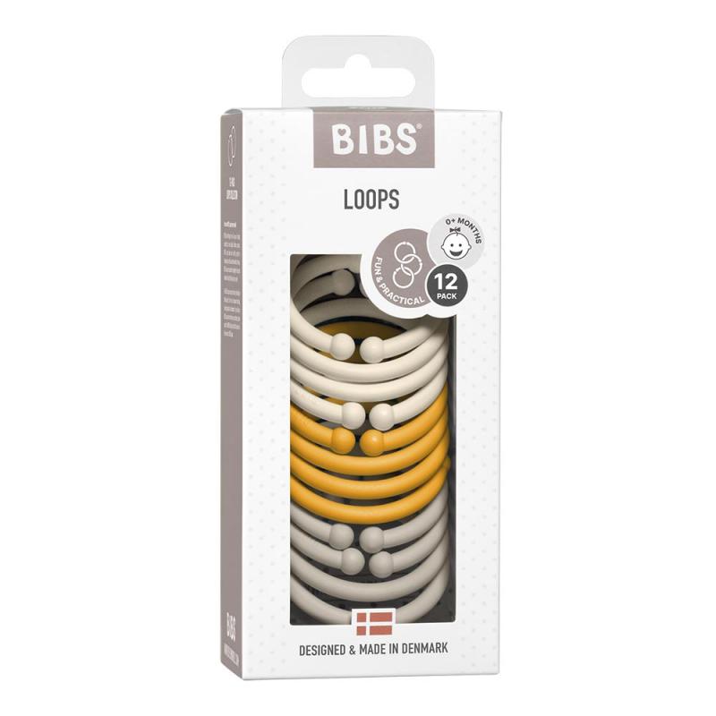 BIBS Krúžky Loops 12ks, farba Ivory/Honey Bee/Sand