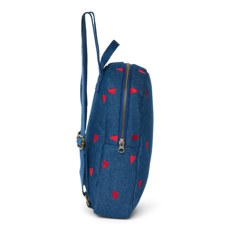 STUDIO NOOS - Denim Mini BACKPACK - batôžtek | Dark Blue Red Hearts 2