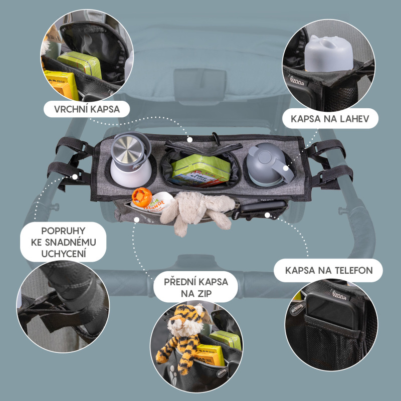 Organizér na kočík, Grey 2