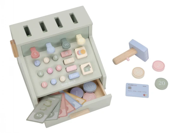 Pokladňa so skenerom a čítačkou kariet drevená 3