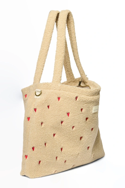 Teddy Hearts DIAPER BAG - prebaľovacia taška | Ecru Hearts 2