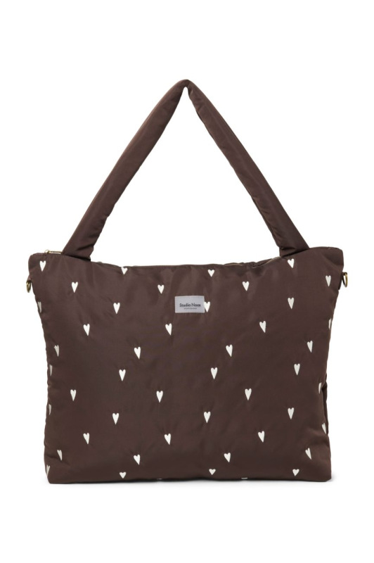 STUDIO NOOS - Puffy DIAPER BAG - prebaľovacia taška | Brown Hearts