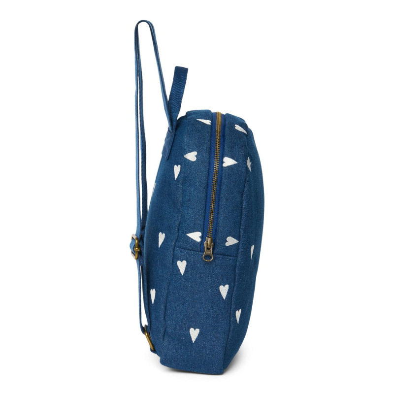 STUDIO NOOS - Denim Mini BACKPACK - batôžtek | Dark Blue White Hearts 2