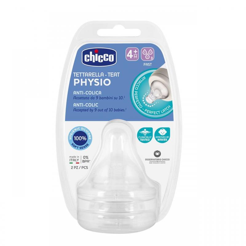 CHICCO Cumlík na fľašu Perfect 5/Well-Being fyziologický rýchly prietok 2 ks, 6 m+