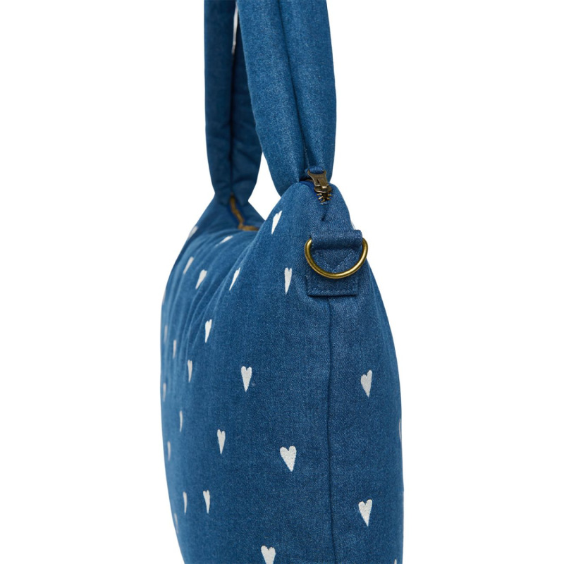 STUDIO NOOS - Denim DIAPER BAG - prebaľovacia taška | Hearts Dark Blue White Hearts 3