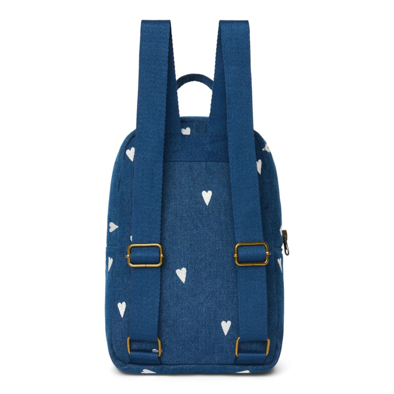 STUDIO NOOS - Denim Mini BACKPACK - batôžtek | Dark Blue White Hearts 3