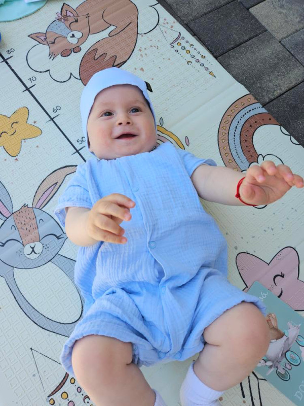 Detské rampersy Mušelín s volánikom - BABY BLUE 1