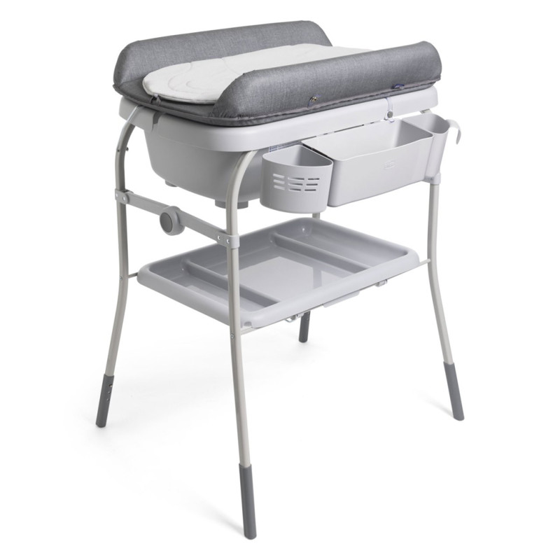 CHICCO Stolík prebaľovací s vaničkou Cuddle & Bubble - Graphite Melange 0m+, do 11kg