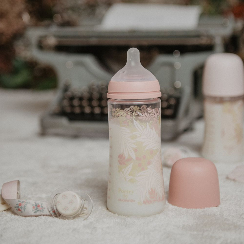 SUAVINEX | Dojčenská fľaša POETRY 360ml FYZIOL PRŮTOK L - ružová 2