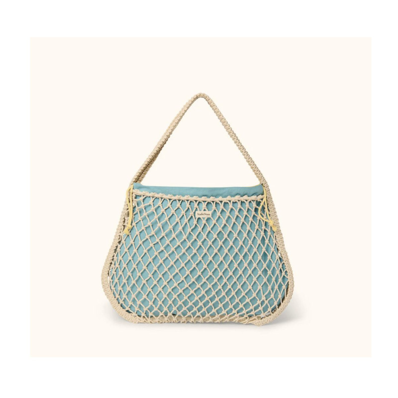STUDIO NOOS - MACRAME MOM BAG | síťka Natural & vnitřní taška Blue Yellow