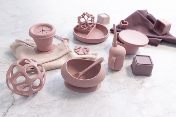 Silikónová miska s vyvýšenými okrajmi a prísavkou, Old Pink 5