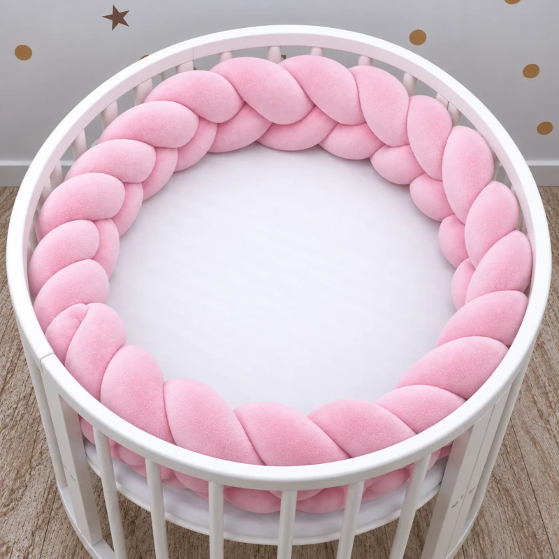 Pletenec do postieľky Velvet - BABY PINK