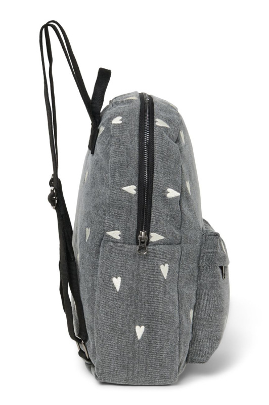 STUDIO NOOS - Denim Midi BACKPACK - batôžtek s predným vreckom | Grey Hearts 2
