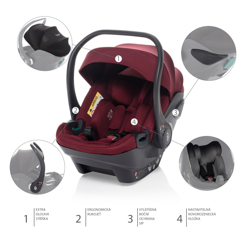 Autosedačka XS Plus i-Size, Bordó Red 4