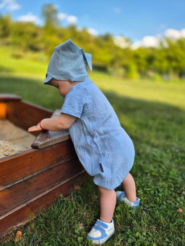 Detské rampersy Mušelín s volánikom - BABY BLUE 10