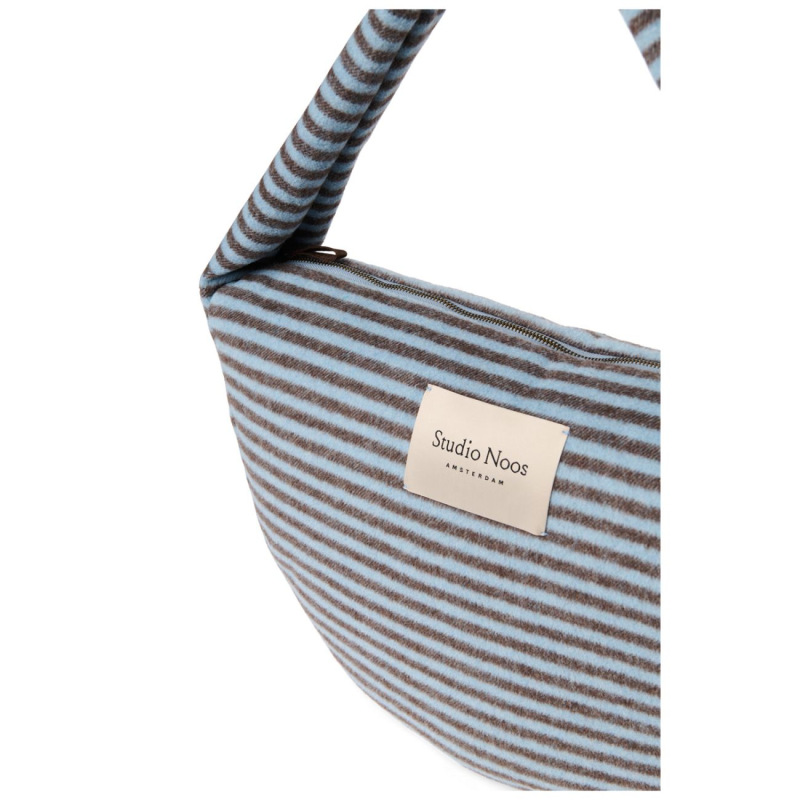 STUDIO NOOS - VLNENÁ Cross Body Bag Stripy Wool | LIght Blue Brown 3