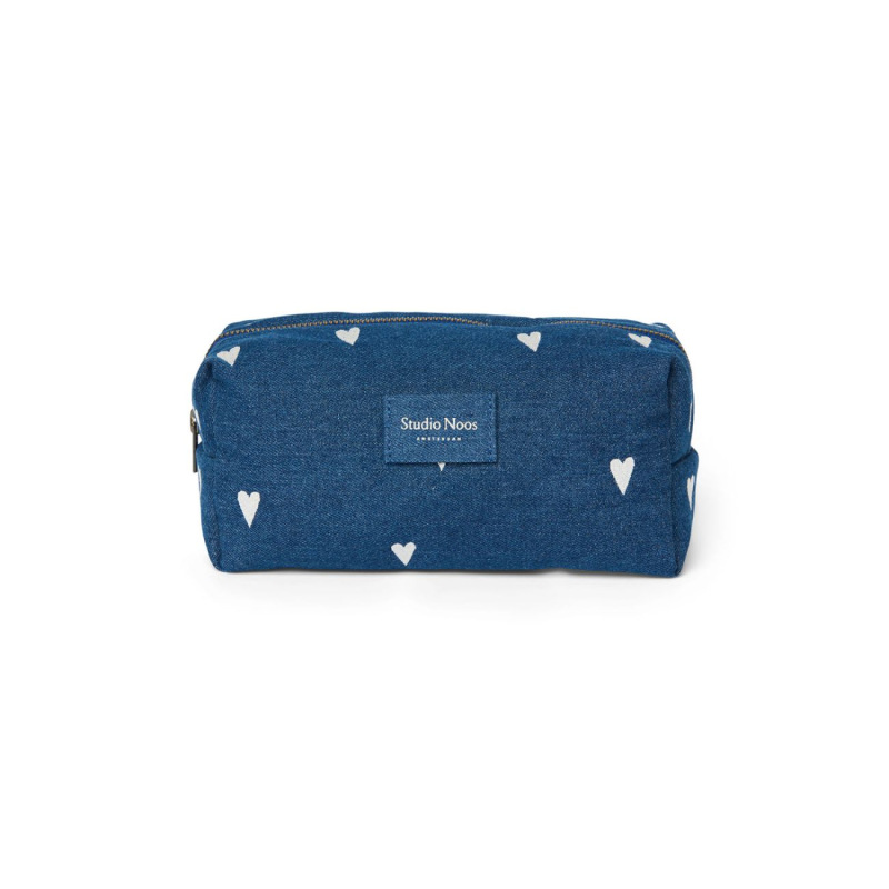 STUDIO NOOS - Denim POUCH - kabelka | Dark Blue White Hearts