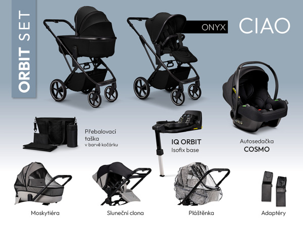 Kombinovaný kočík MOON CIAO ORBIT set - ONYX + držiak na nápoj ako DARČEK