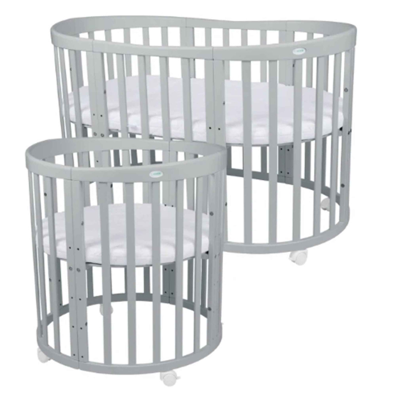 Rastúca postieľka 7v1 oval SIVÁ s matracom