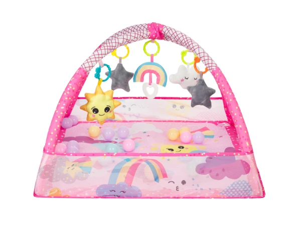 Hracia deka s hrazdou a loptičkami Pink Sky 1