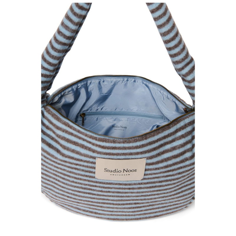STUDIO NOOS - VLNENÁ Cross Body Bag Stripy Wool | LIght Blue Brown 2
