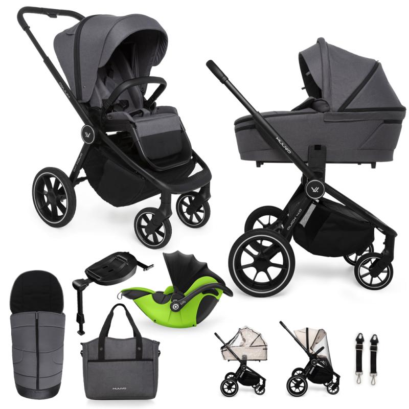 MUUVO Kočík kombinovaný Quick 4.0 Iron graphite set 2v1 + KIDDY Evoluna i-size 2 + základňa